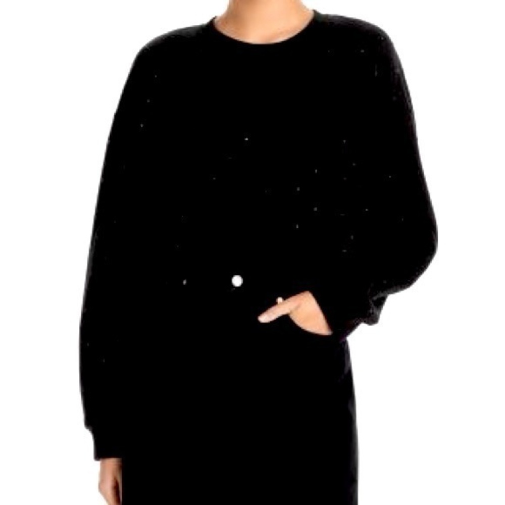 Sandro Paris crew neck distressed holes all over sweatshirt pullover black women
